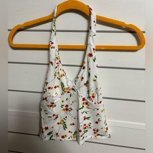 White Floral Blouse with Neck Rim